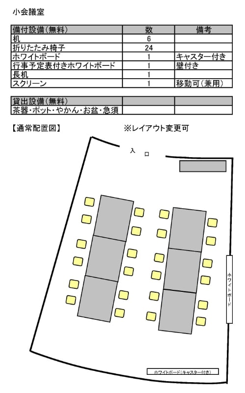 小会議室設備・配置